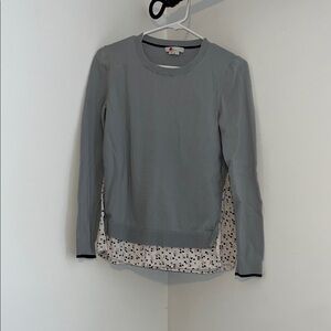 Boden Gray Blouse with Floral Detail